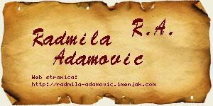 Radmila Adamović vizit kartica